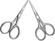 EXQUIMEUBLE 2Pcs Precision Beard Scissors Stainless Steel Eyebrow Trimmers with Pointed Tips Ergonomic Design for Comfortable Grooming Lightweight Portable