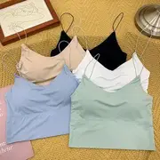 V-Neck Plain Bralette Blue - One Size