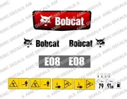 BOBCAT E08 MINI DIGGER EXCAVATOR DECAL STICKER SET