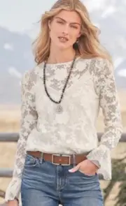 NWT Sundance Chalamet Lace Blouse With Camisole Sz XS Coconut