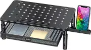 Metal Monitor Stand Riser with Drawer, 3-Level Height Adjustable Stand Computer,