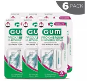 GUM 612A Proxabrush Go-Betweens Interdental Brush Refills Moderate 8 Ct - 6pk