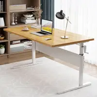 在飛比找松果購物優惠-升降鋼木電腦桌100cm 升降桌 辦公桌 筆電桌 電腦桌 書