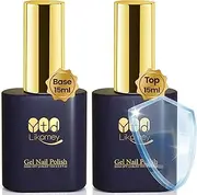 YTD Likomey Gel Nail Polish Base and Top Coat Set,2 Pcs 15ml Shine Gloss and Long Lasting Soak Off UV LED Nail Lamp No Wipe Gel Base Coat and Top Coat