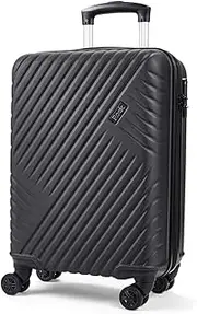 [ROCK] Santiago Hard Shell Suitcases - 360 Swivel-Wheels, Lightweight & Stylish Design, Telescopic Handle & Combination Lock - Small, Medium & Large, Black, S, Strength and Style