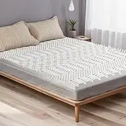 Giselle Bedding 7 Zone Double Memory Foam Mattress Topper, Foldable Bed Mattresses Toppers Protector Airflow Pad Cool Cover Sleeping Mat Home Bedroom, 8cm Thick Removable Washable with Zipper White