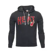 Junk Food Mens Gray Heather NBA Miami Heat Full Zip Hoodie Sweatshirt $90