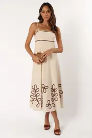 [PUP56] Charlotte Maxi Dress - Beige XS Beige