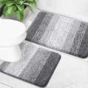 Bathroom Rug Set 2 Piece, Soft Absorbent Microfiber Bath Mats and U-Shaped Co...