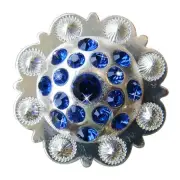 82HS Set Of 32 Western Screw Back Concho Sapphire Berry Crystals Cowgirl
