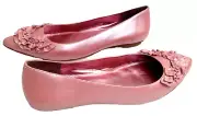 DIEGO DI LUCCA Ladonna Ruffled Flats Pointed Toe Dusty Rose Pink Leather Size 11