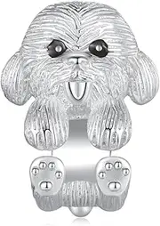 [wenyin] Lovely Teddy Dog Charms 925 Sterling Silver Puppy Charms Fit Pandora Charms Bracelet for Women, Sterling Silver, sterling silver