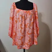 Sanctuary Floral top Square Neck Peasant Blouse 3X