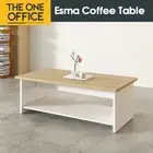 Modern Woodebn Coffee Table w/ Open Storage Shelf Oak White Home Office