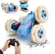 Remote Control Car for Kids – 2.4GHz Dinosaur Monster RC Stunt Car - 360° Rotating Drift with LED Lights - Rechargeable 4WD Toy for Boys and Girls Ages 6+ - Indoor/Outdoor RC Vehicle (Blue)