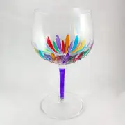 Purple Stem Incanto Large Venetian Wine/Gin Glass Handmade in Italy Murano Glass