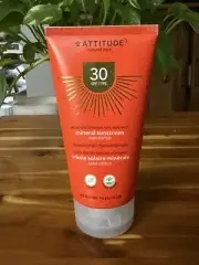 ATTITUDE Mineral Sunscreen w/Zinc Oxide SPF 30, UVA/UVB Vegan Unscented 5.2oz