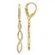 Solid 14k Yellow Gold Simulated CZ LeverbacK Earrings