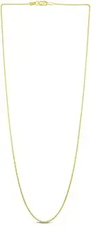 [JewelryWeb] 14k Yellow Gold 1.0mm Shiny Round Wheat Chain With Lobster Clasp Necklace 46 Centimeters Chain-Necklace for Women and Men