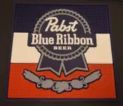 PABST BLUE RIBBON PBR WAIT STATION RUBBER SPILL MAT BAR COASTER NEW 13" x 11"