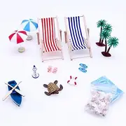 14 Pcs Miniature Beach Decoration, Ocean Beach Accessories, Miniature Summer Beach Set, DIY Mini Beach Decoration Kit for DIY Garden Plant Pool