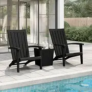 Garden Chairs for Patio, Deck, Outdoor Furniture, Balcony & Garden Adirondack Chair, Rocking Lounge Polypropylene Black, Set of