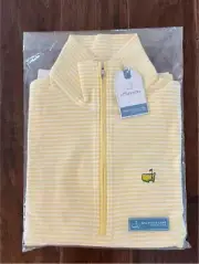 Masters Ladies Magnolia Lane Yellow and White Stripe Cotton 1/4 Zip Pullover Sm