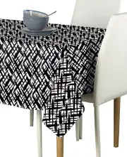 Strike Off Black & White Fabric Tablecloths - Assorted Sizes Available