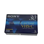 VHS-C Tape Video Cassette 30 Minutes Sony Premium Camcorders NEW TC-30VHG