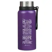 Hope and A Future Jeremiah 29:11 Laser Engraved Purple Stainless Steel Double...