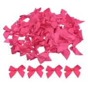 100Pcs Mini Ribbon Bow Mini Fabric Satin Ribbon Flower Bows Rose Red
