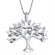 Natural Diamond Accent Tree Pendant in Sterling Silver