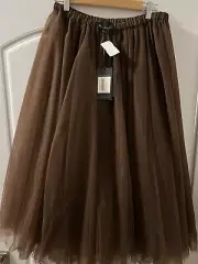 Cynthia Rowley Chocolate Brown MultilayeredTutu Skirt L New With Tags $245