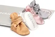 [Meckior] Newborn Baby Girls Boys Silk Slippers Breathable Shoes Christening Shoes 0-3 Months