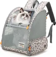 NIP Montana West Pet Carrier Backpack Mesh & Beige Leopard Small/Medium Cat Dog!