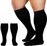 2 Pairs Medical Compression Socks for Women Plus Size Men Wide Calf S-XXL 3XL
