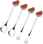 GRIRIW Unique Fruit Shape Fork Spoon Stainless Steel Kitchen Outdoor Cutlery Set