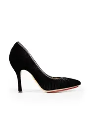 Black Velvet Embroidered Pumps