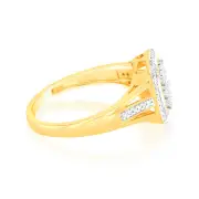 9ct Yellow Gold 1/5 Carat Diamond Ring with 57 Brilliant Cut Diamonds, Q