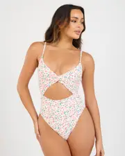 [Billabong] Billabong Women's Stuck On You Tanlines Mika One Piece Bathing Suit Size 10 10 Multicolor