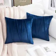 2x Velvet Throw Pillows for Couch Bed Sofa (Inserts + Pillow Covers, Navy)