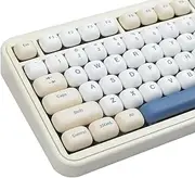 TIMSEKER MOG Profile PBT Keycaps Set 140 Keys Dye Sublimation Cute Round Custom Keycaps with Yellow, Blue & Creamy Color, Compatible with ANSI Layout Mechanical Keyboards