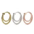 14K Real Solid Gold Double Granule Clicker Hoop - Septum, Daith Tragus Piercing