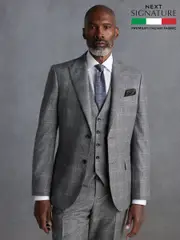 Grey Signature Marzotto Check Italian Wool Suit Jacket (Q99067) | $344