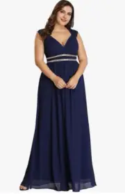 Ever-Pretty Women's Rhinestone Waist Chiffon Dress Maxi - Wedding, Prom, Evening