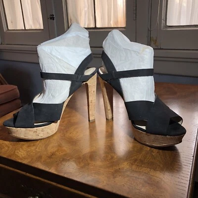 Michael Kors Adair Blk Suede Cork Platform High Heel Sandal SZ 10M NIB Orig $250