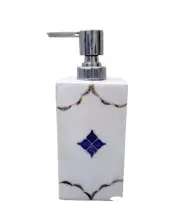 Marble Soap Holder Lapis Lazuli Stone Inlay Work Soap Dispenser 3 x 3 Inches