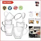 Borosilicate Double Wall Coffee Mugs - 6 Pack of 16 oz Clear Insulated Cups