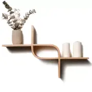 Floating Wall Mounted Shelf from Wood, Decorative Geometric Wooden Shelves, Uniq