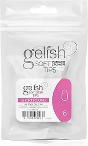 Gelish Short Round 50 Pieces Soft Gel Tips Refill Pack, Size 6